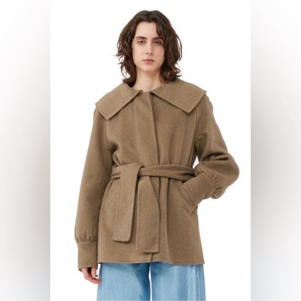 Ganni Brown Belted Trench Coat